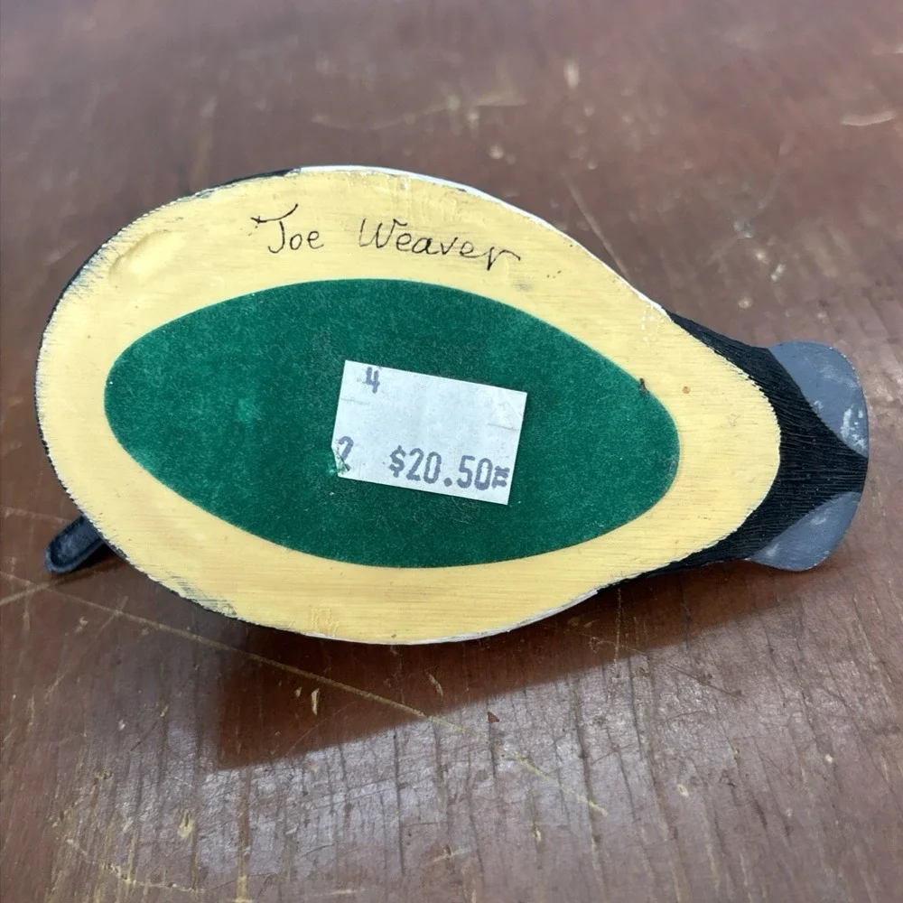 Joe Weaver Signed Miniature Canvasback Duck Decoy Hand Carved Wood Folk Art